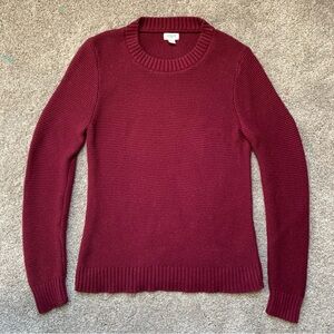 J Crew Women’s Classic Wool Blend Crewneck Sweater Burgundy Maroon Size S